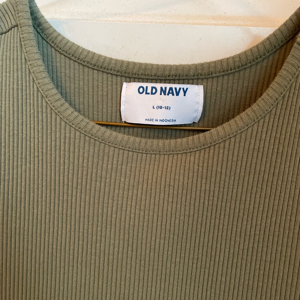 Old Navy Casual Olive Green Kids Dress - Picture 3 of 5